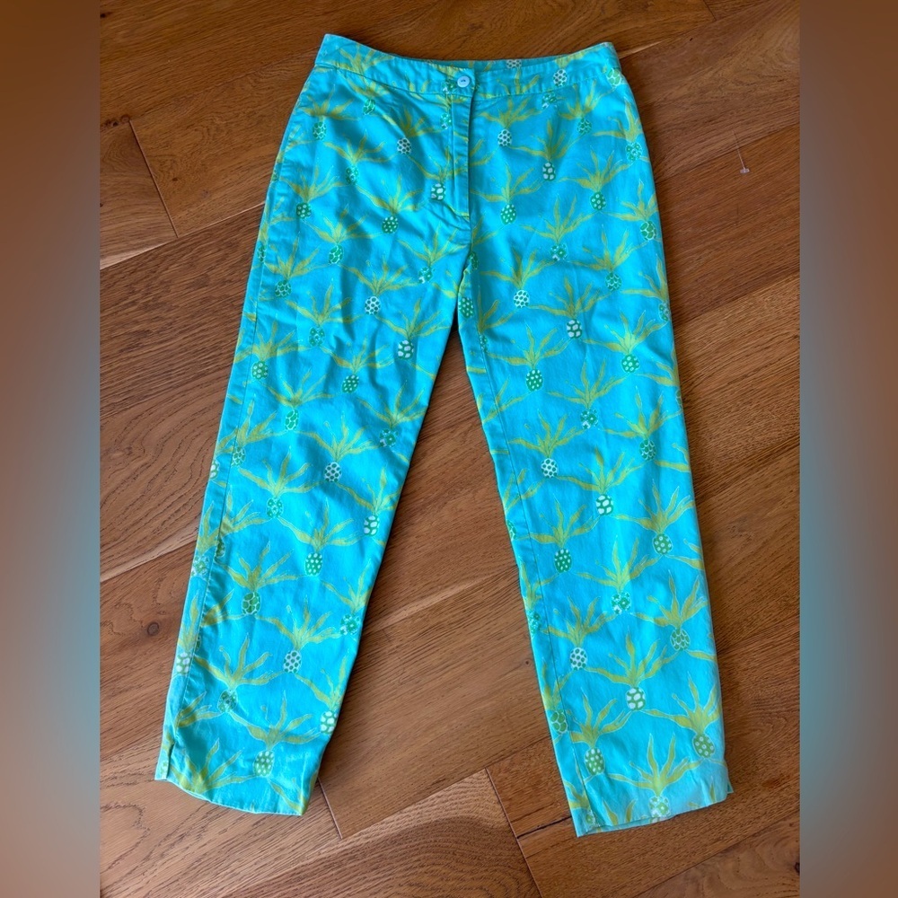 Vtg Lilly Pulitzer For Bergdorf Goodman 90’s Pineapple Pants 4 White Label